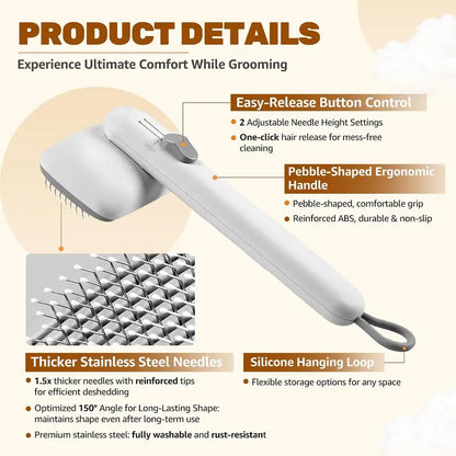 Dog & Cat Self-Cleaning Deshedding Slicker Comb - 1-Click Release Grooming Brush, Grooming Goods, Deshedding Combs & Brushes for Shed Control, Easy Clean, No Hair Picking