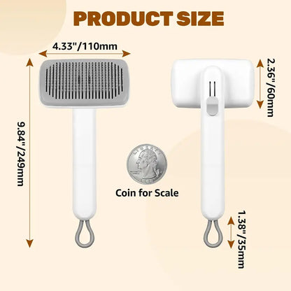 Dog & Cat Self-Cleaning Deshedding Slicker Comb - 1-Click Release Grooming Brush, Grooming Goods, Deshedding Combs & Brushes for Shed Control, Easy Clean, No Hair Picking