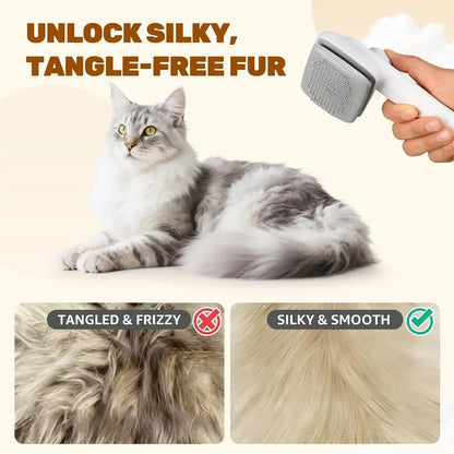 Dog & Cat Self-Cleaning Deshedding Slicker Comb - 1-Click Release Grooming Brush, Grooming Goods, Deshedding Combs & Brushes for Shed Control, Easy Clean, No Hair Picking