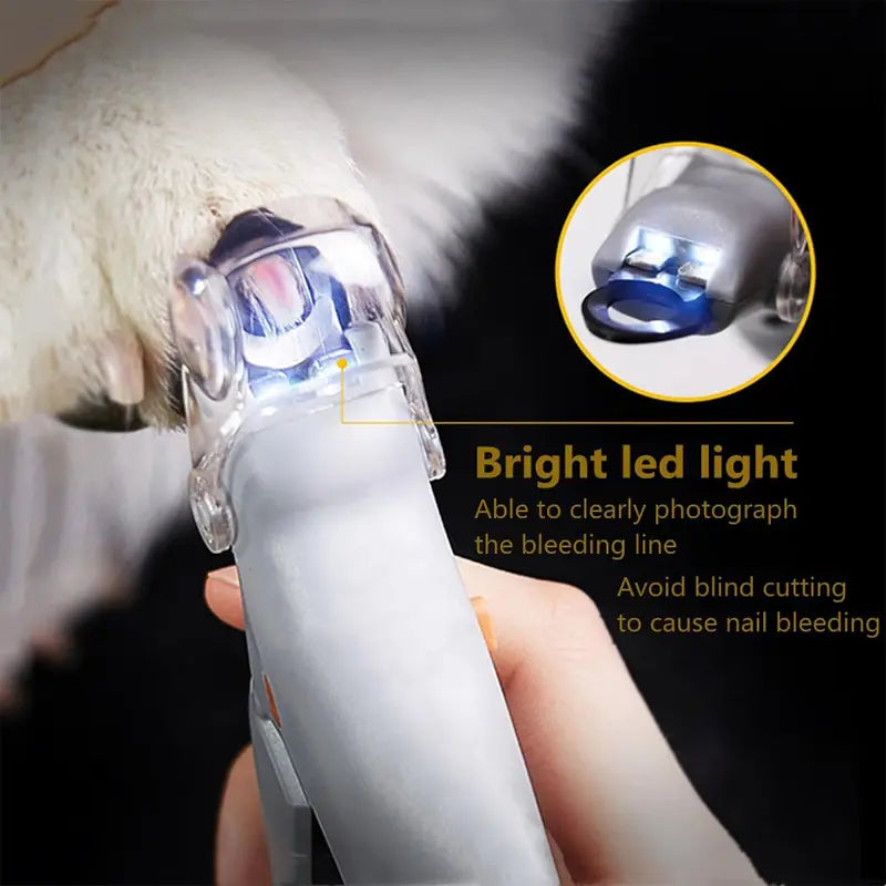 Pet Nail Clipper with LED Light & 5X Magnification, Safe Nail Trimmer for Dogs Cats, Bright LED for Clear Nail View, Professional Pet Grooming Accessory for At-Home Pet Nail Care